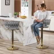 Modern Velvet Bar Stool - Stylish and Comfortable High Stool for Kitchen and Dining Room 